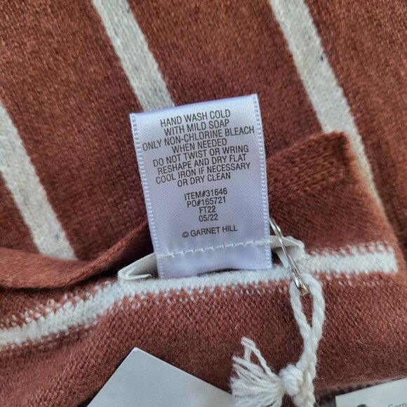 Garnet Hill Cashmere Wrap Scarf Rust Patchwork One Size - Picture 10 of 13